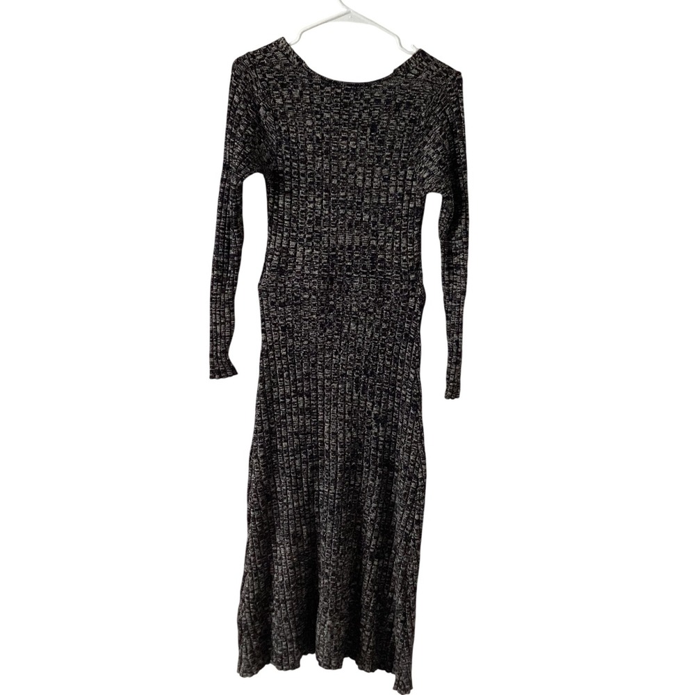 AFRM I Am Brave Ribbed Knit Long Sleeve‎ Cutout Midi Dress Black S/P